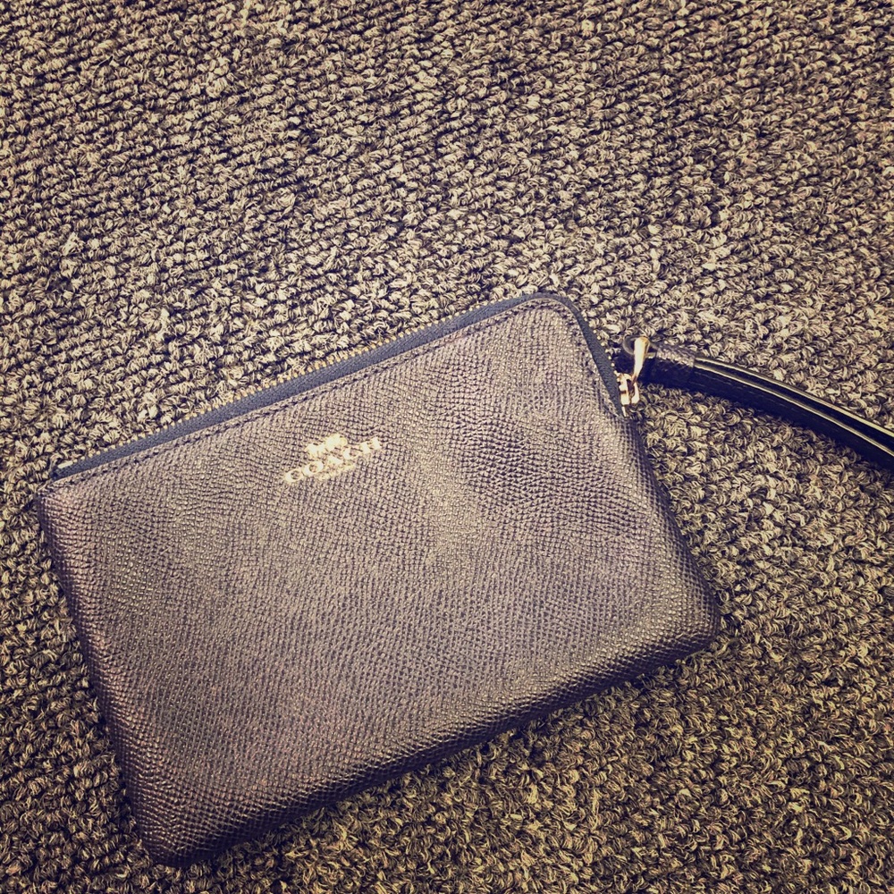 Navy blue coach wristlet